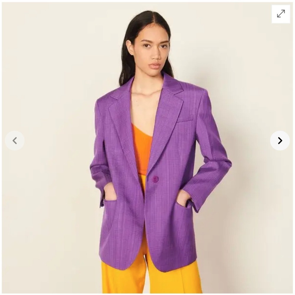 Sandro Paris‎ Tailored Purple Oversized Jacket Vibrant Chic Workwear Size 40